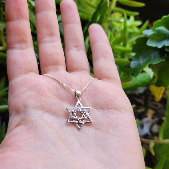 New Solid 925 Sterling Silver Star of David Necklace - Picture 5 of 11